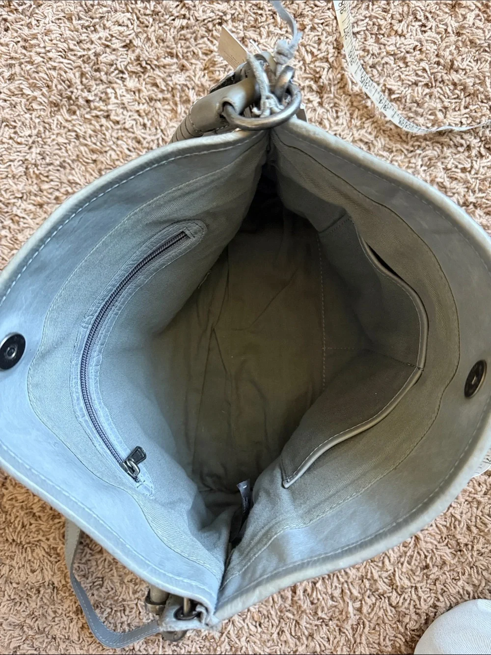 Real leather blue/gray hobo bag